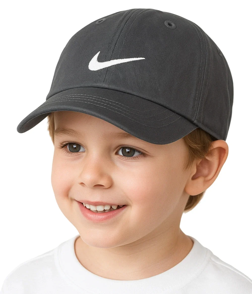 Nike Kids Baseball Cap Anthracite Child Size 4-7 Adjustable Hat Embroidered Logo